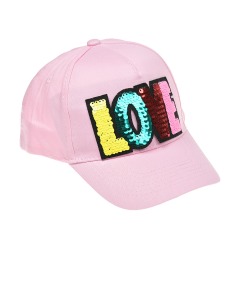 Розовая кепка с надписью "Love" из пайеток Regina