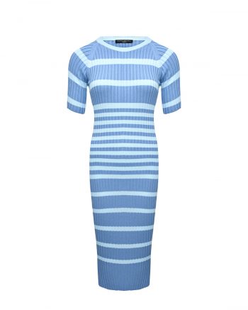 Трикотажное платье в полоску, синее Pietro Brunelli