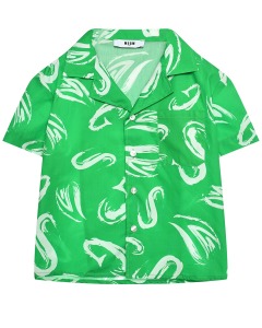 Рубашка пижамного кроя с принтом белые разводы, зеленая MSGM