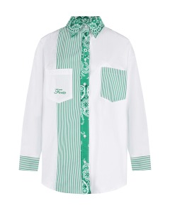 Рубашка в бело-зеленую полоску Forte dei Marmi Couture