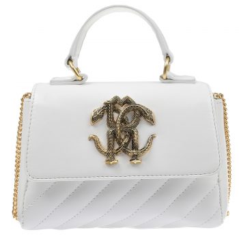 Белая стеганая сумка с лого Roberto Cavalli
