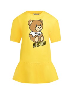 Желтое платье с принтом "медвежонок" Moschino