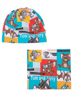 Комплект детский трикотажный для мальчиков: шапка, снуд