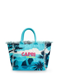 Пляжная сумка из хлопка с бахромой и принтом Capri