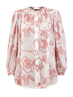 Блуза из тонкого модала и шелка с флористическим принтом